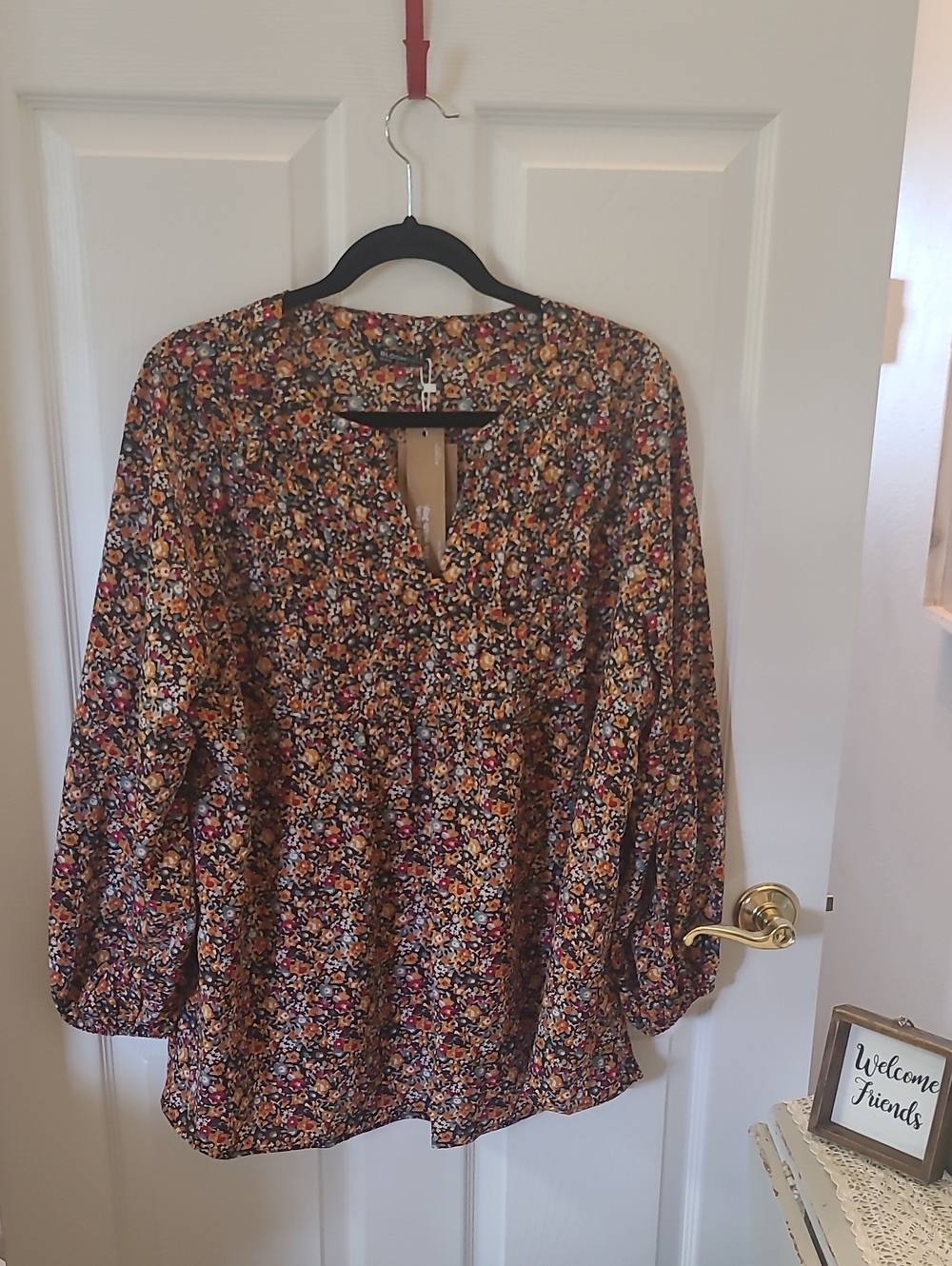 BloomChic Floral Blouse in Black and Mustard Mix Bin 5